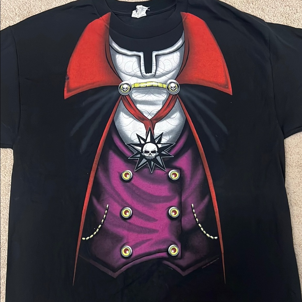 Halloween Vampire Costume Tee Shirt by Alstyle Black and Red Vampire Graphic Tee - Picture 2 of 5